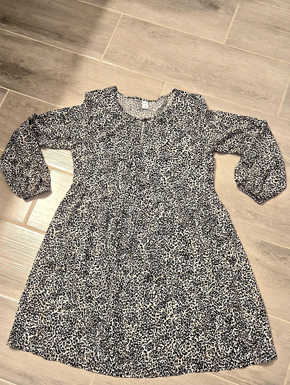 Old Navy Long-Sleeve Mini Swing Dress Leopard Print XS